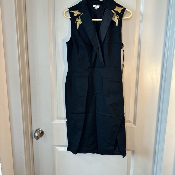 NEW Altuzarra for Target Black &Gold Embroidered Side Slit Sleeveless MIDI Dress - Picture 11 of 11